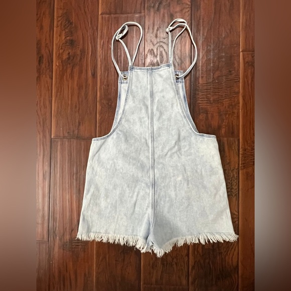 Aerie Light Blue Denim Overall Shorts - Picture 4 of 5